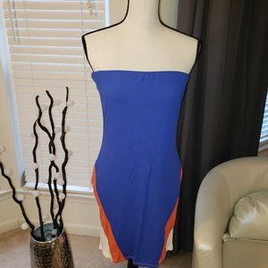 Blue Orange and White Tube Dress